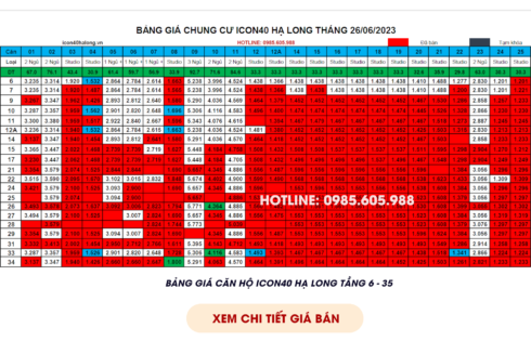 Bảng giá Icon40 Hạ Long cập nhật ngày 29/06/2023